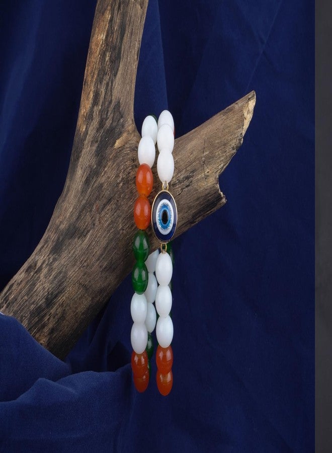 JFL - Jewellery for Less Combo of Tri Color Stretchable Bracelets With Earring Handcrafted for Independence Day/Republic Day Girls & Women - Image 4